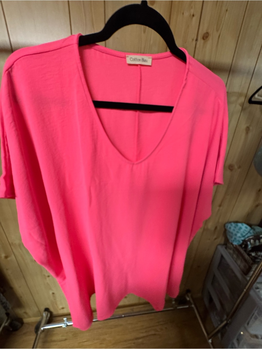 Women's Neon Pink V-Neck Top